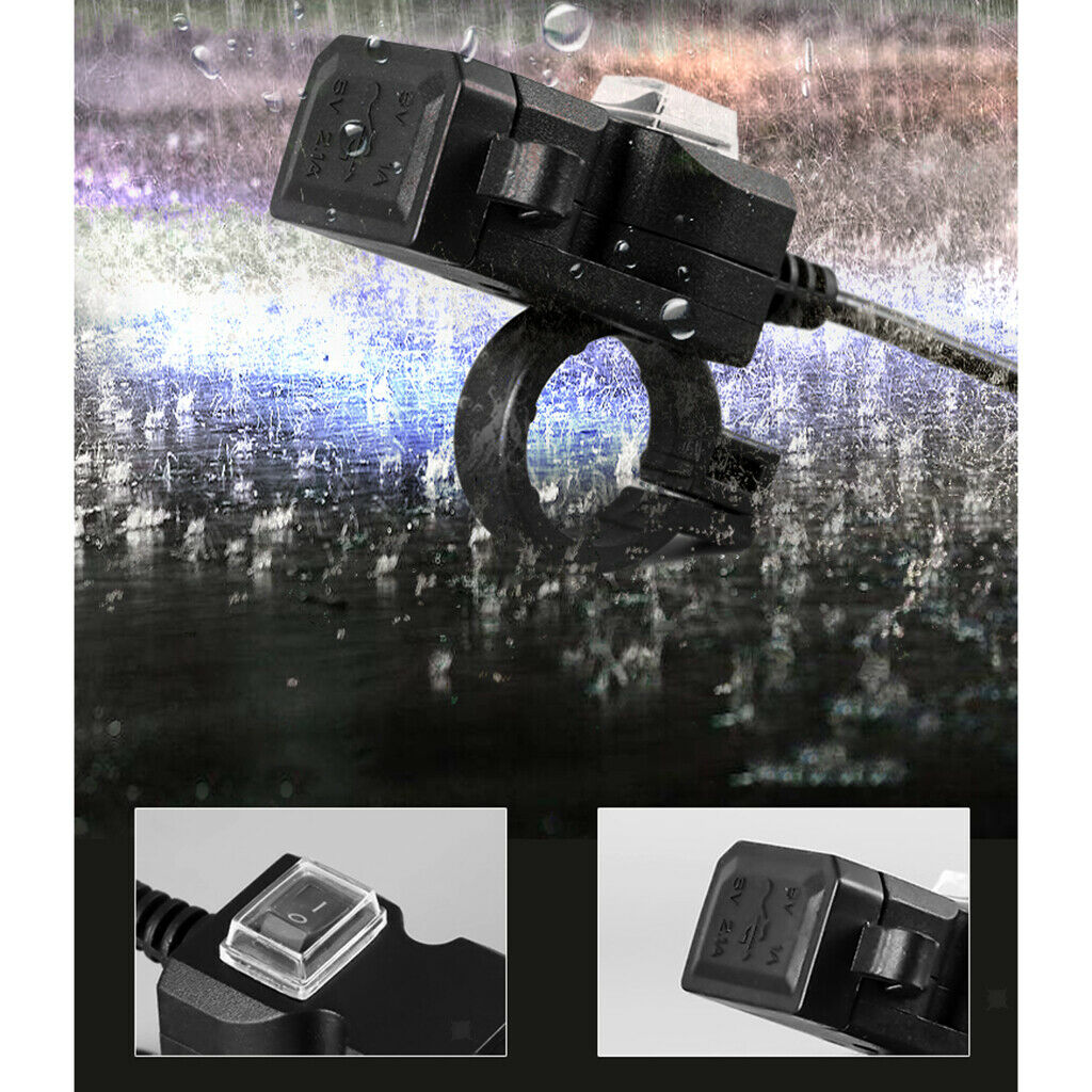 Waterproof Dual USB E-bike Handlebar Charger Socket  Switch
