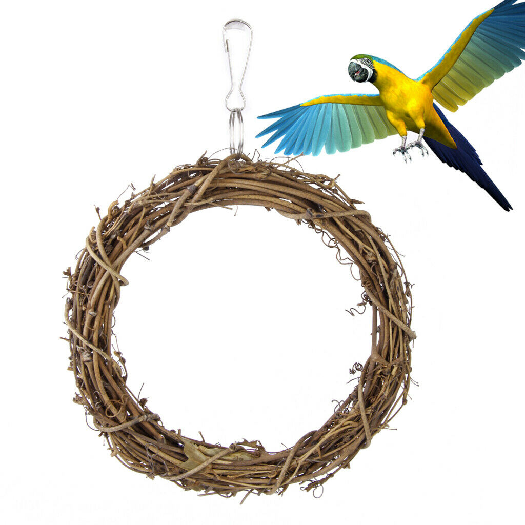 15cm Bird Toys Rattan Woven Swing Hanging Ring with A hook for Cockatiels And