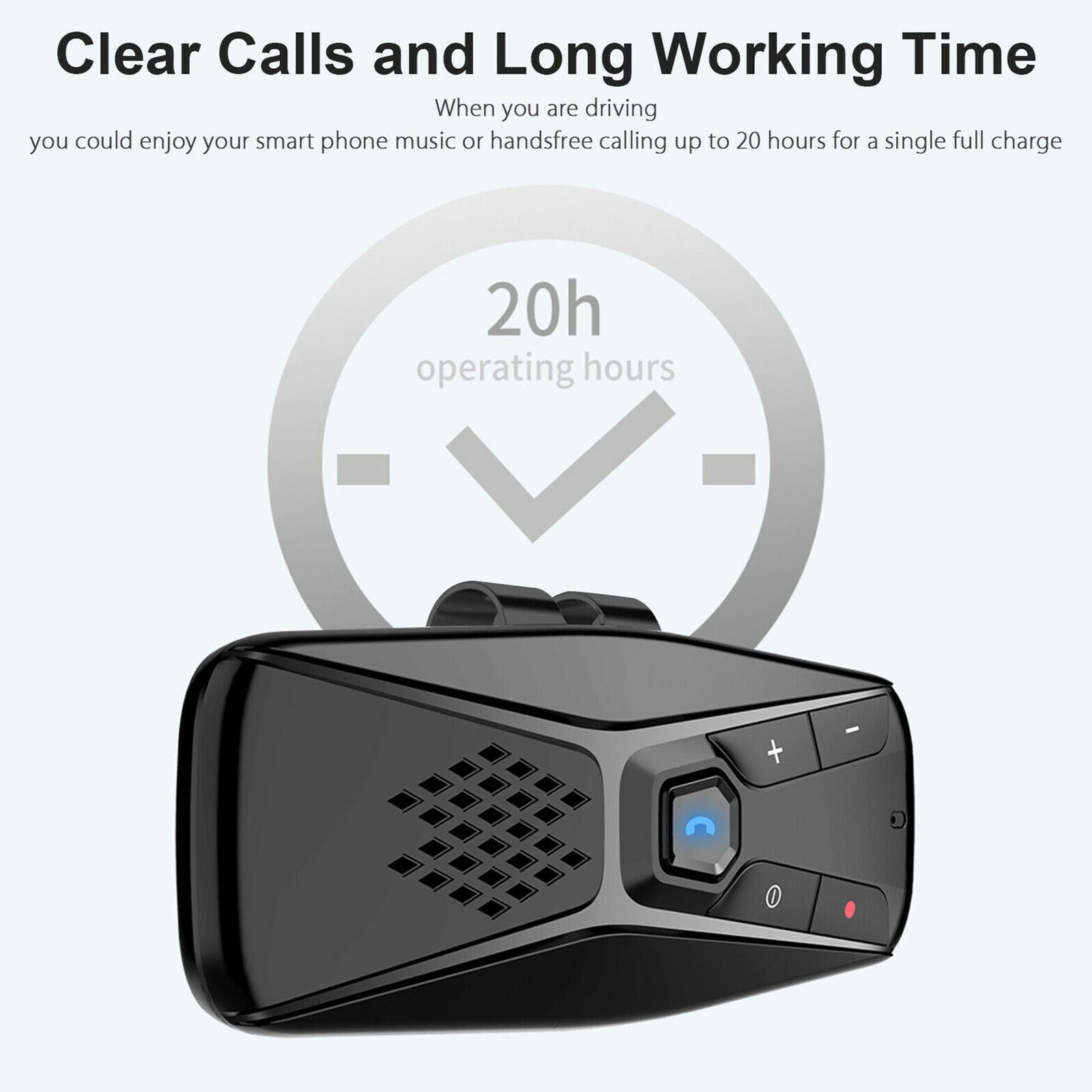 Wireless Multipoint Bluetooth 5.0 Hands Free Car Kit Speakerphone Speaker Visor
