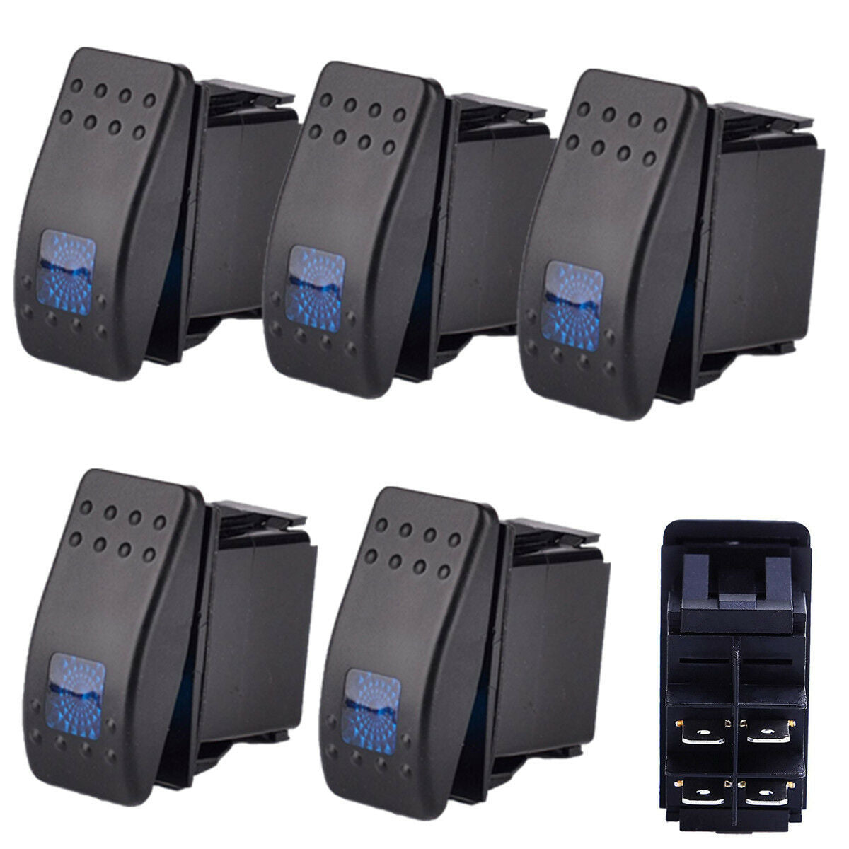 5x 4Pin 12V 20A Waterproof ON/OFF Rocker Toggle Switch Bar Car Truck Boat Marine