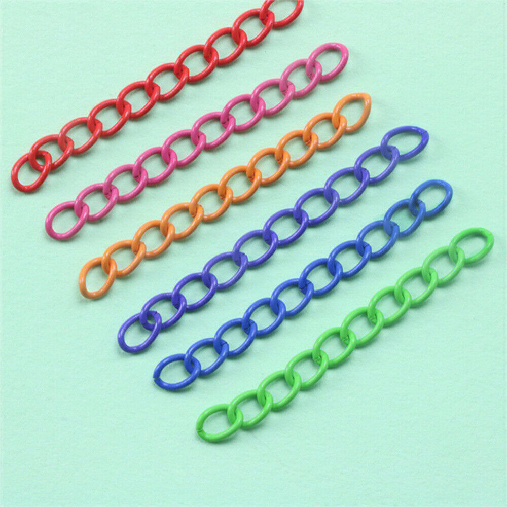 10 Mix Painted Extension Chains Iron For Bracelet Necklace DIY Jewelry Craft 5cm