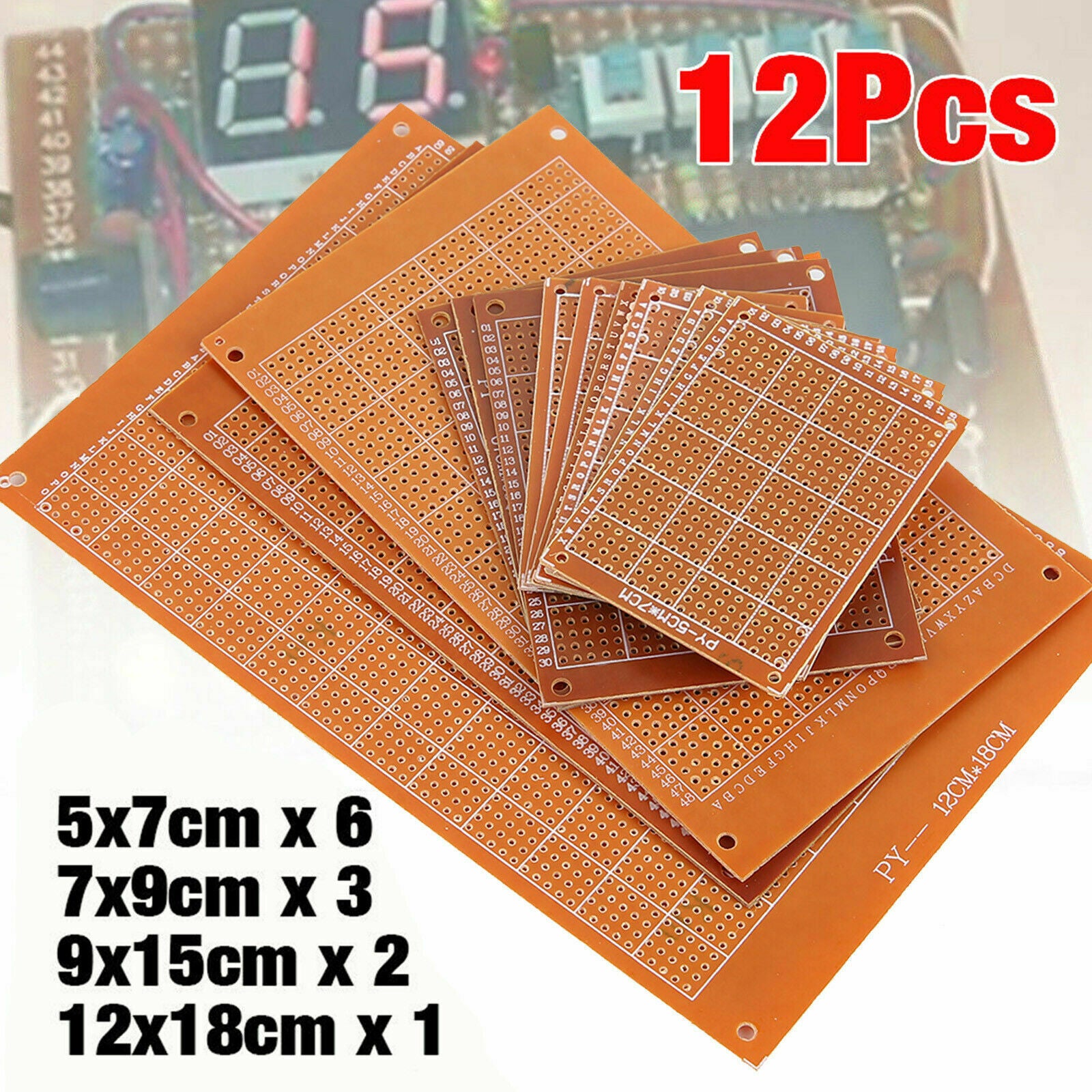 12pcs PCB Stripboard Strip Printed Circuit Board Prototype Track Breadboard