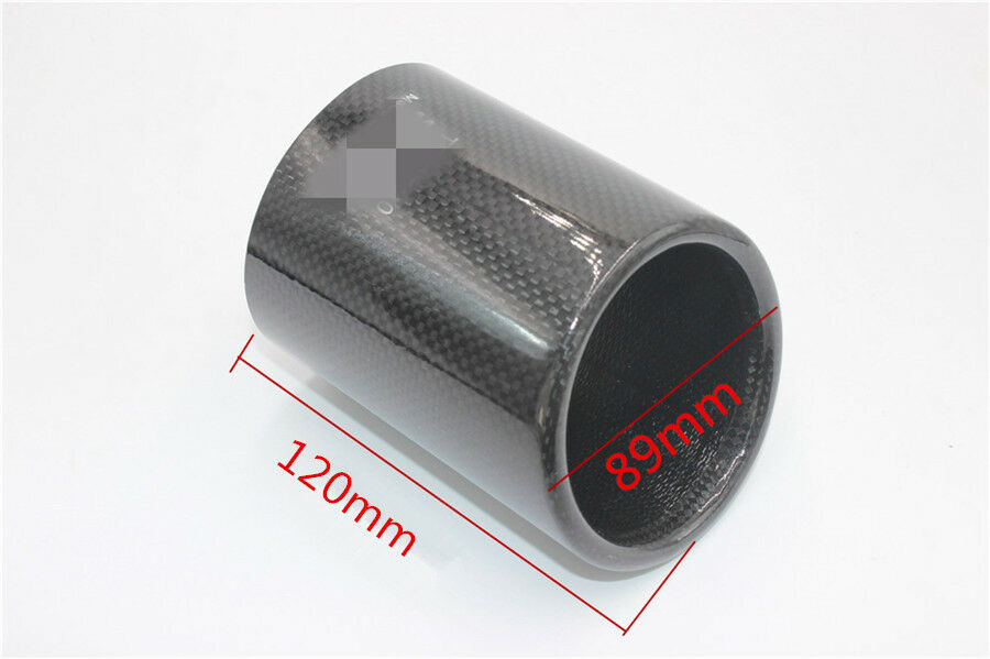 1x Gloss Black Carbon Fiber Car Exhaust Tip Muffler Pipe 51mm inlet 89mm outlet