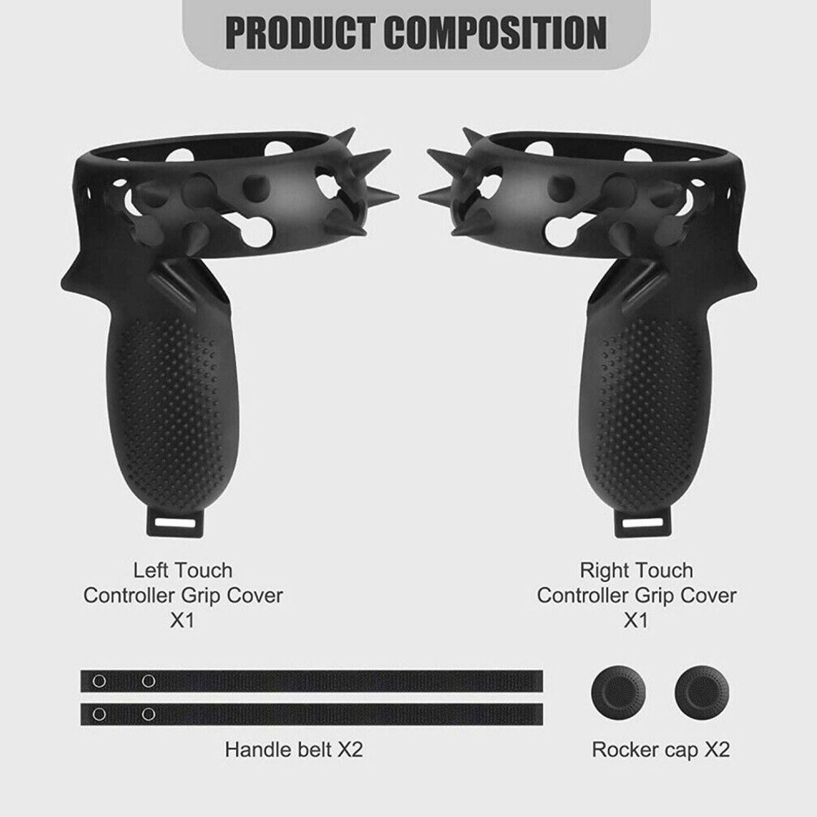 2Pack Silicone Controller Grip Cover with Wrist Knuckle Strap for Oculus Quest 2