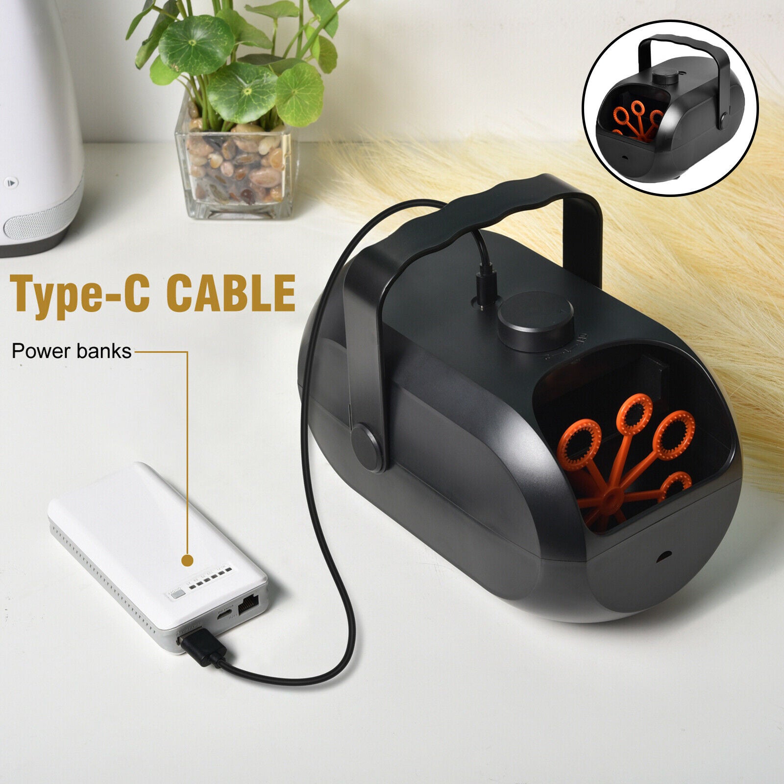 Portable Automatic Bubble Maker Rechargeable Durable Black