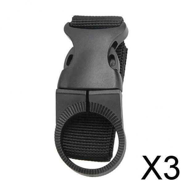 3X Nylon Molle Hanging Strap Webbing Buckle Clip Water Bottle Hook Belt  Black