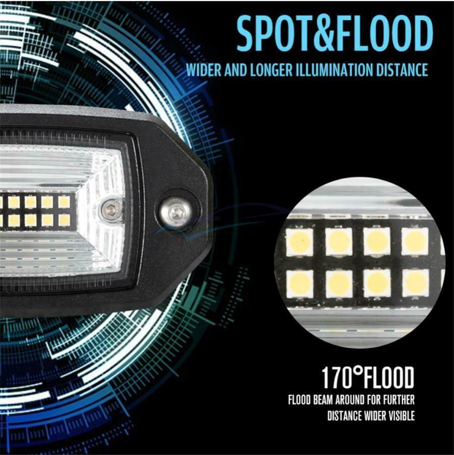96W 9600LM 4'' Recessed Installation Floodlight Driving Off-road LED Light Bar