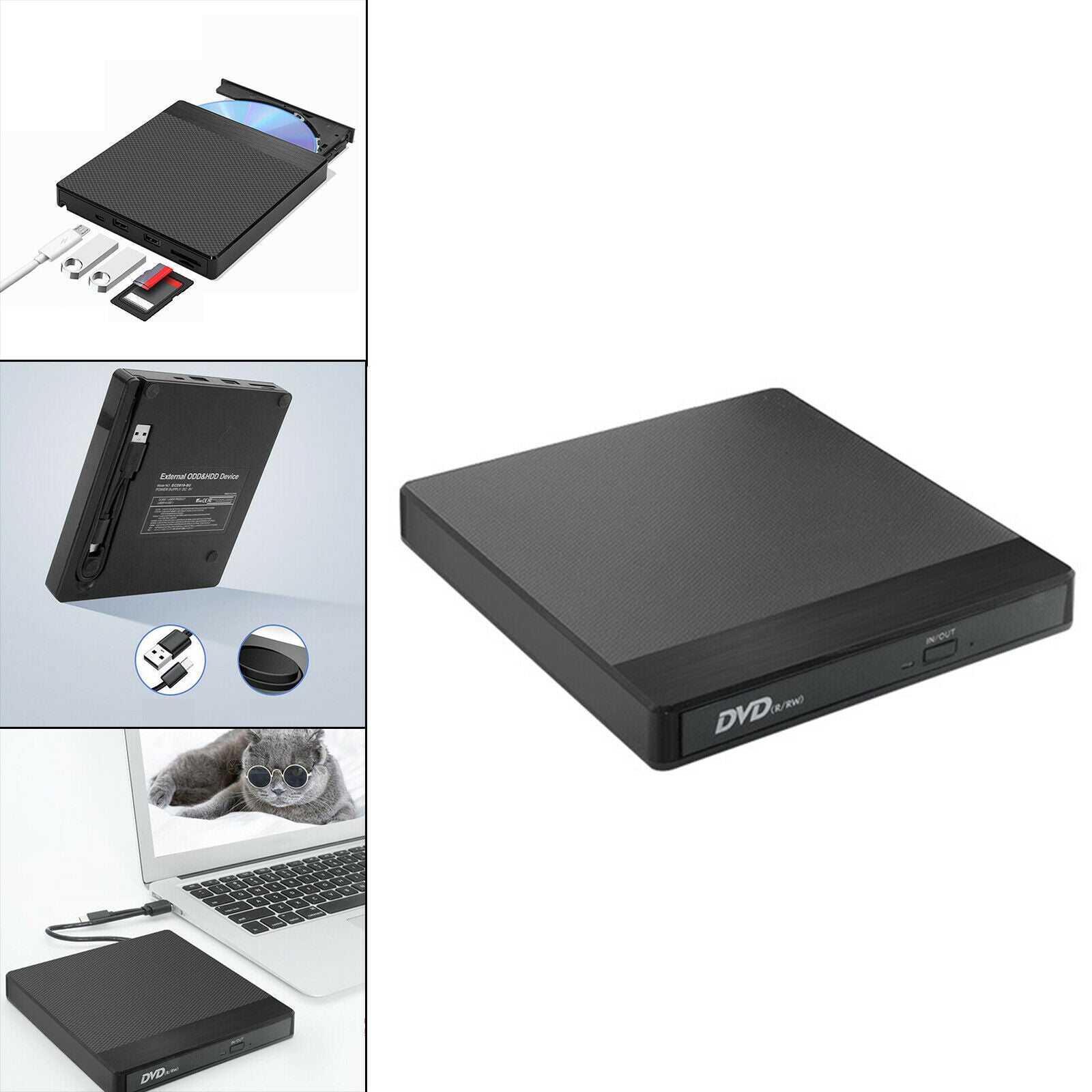USB Type-C External DVD Burner Player DVD-RW High Writing and Reading Speed