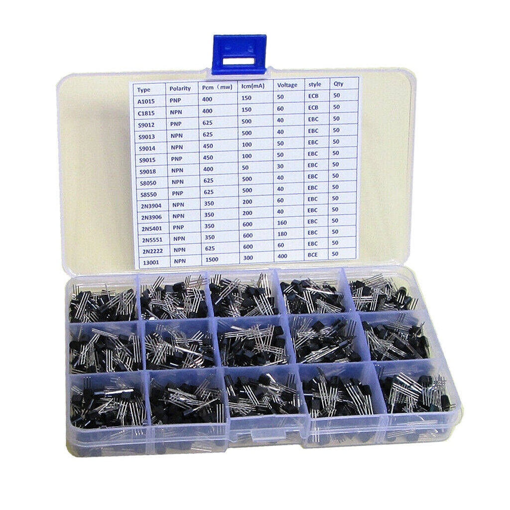 750pcs General Signal Bipolar Transistor TO-92 Assortment Box Kit