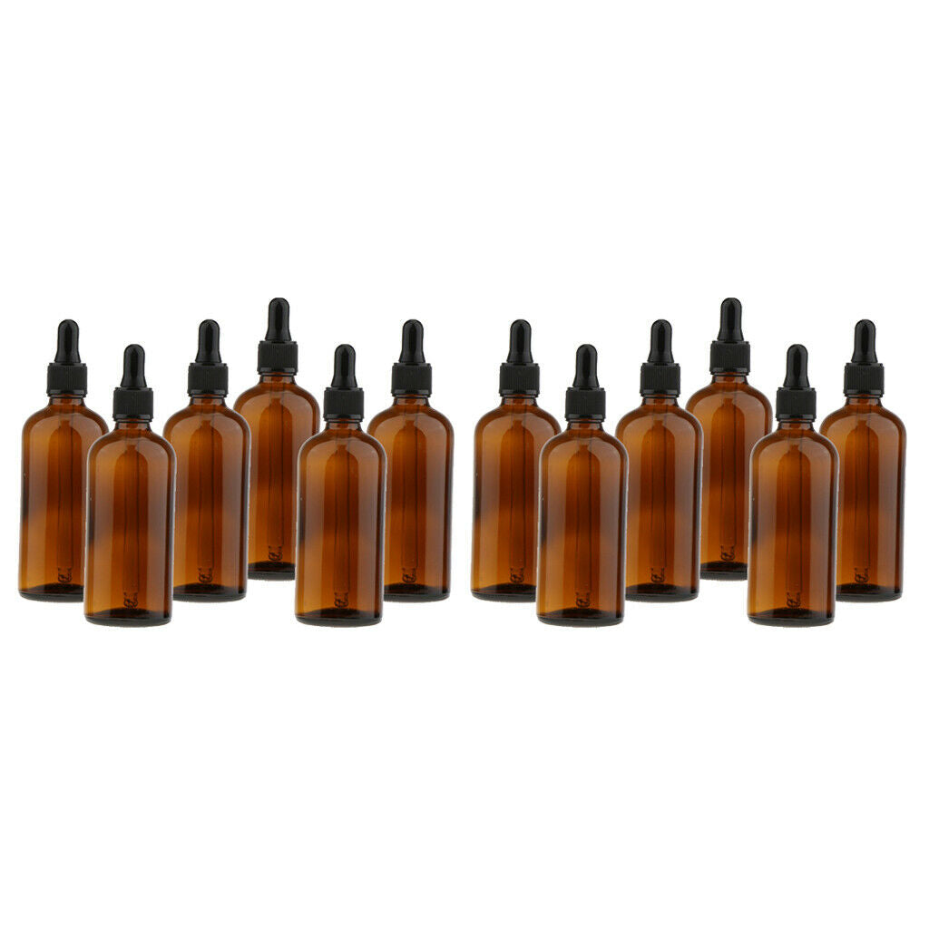 12pcs Amber Glass Bottles with Glass Eye Dropper Dispenser for Essential Oils US