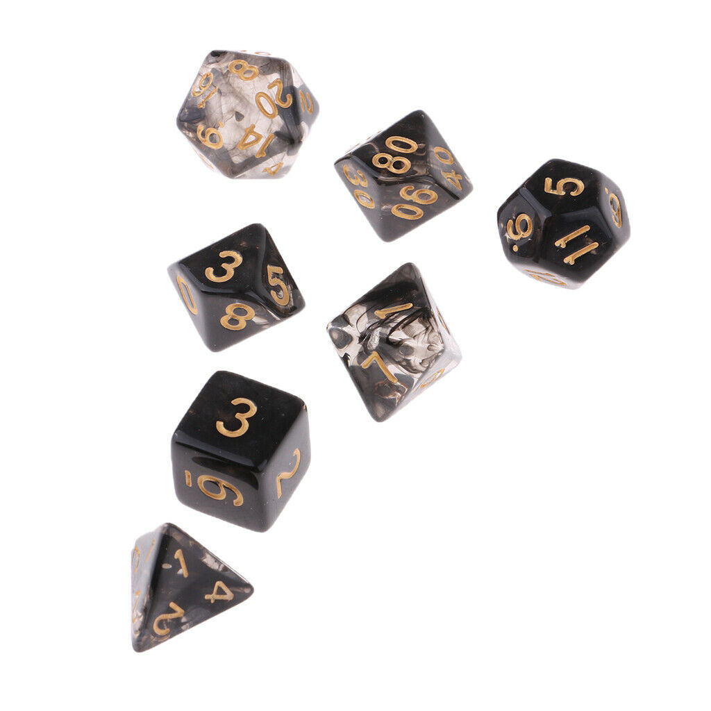 7 Pieces Plastic Clear Transparent Multi-side with Number Dice Set style1