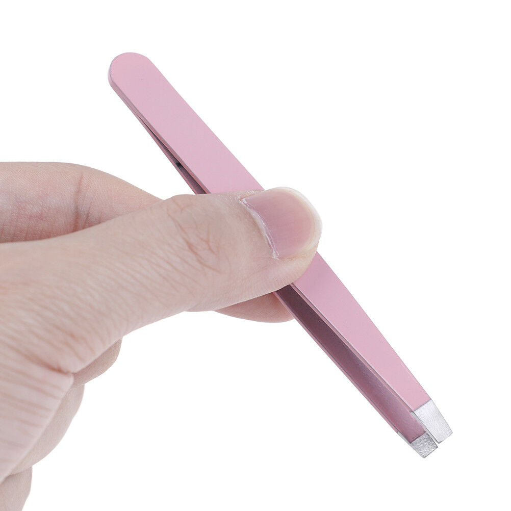 Useful~professional eyebrow tweezers hair beauty slanted stainless steel .l8