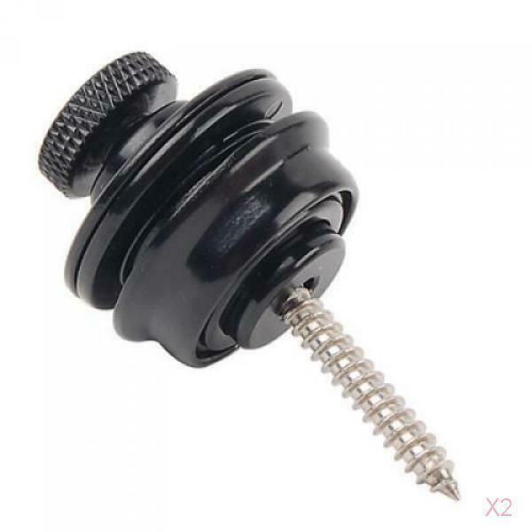 2 Flat Head Chrome Strap Lock Straplock Button Pins for Electric Guitar Bass Blk