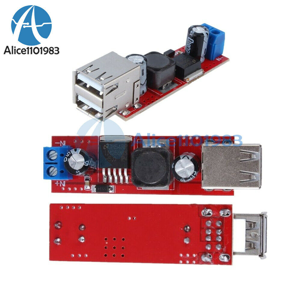 5PCS LM2596 DC 6V-40V To 5V 3A Double USB Charge DC Step-down Converter Module
