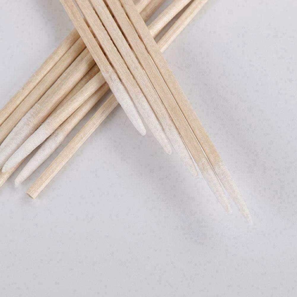 100pcs Microblading Tip Head Swab Eye Makeup Tattoo Art Cotton Tool Wooden