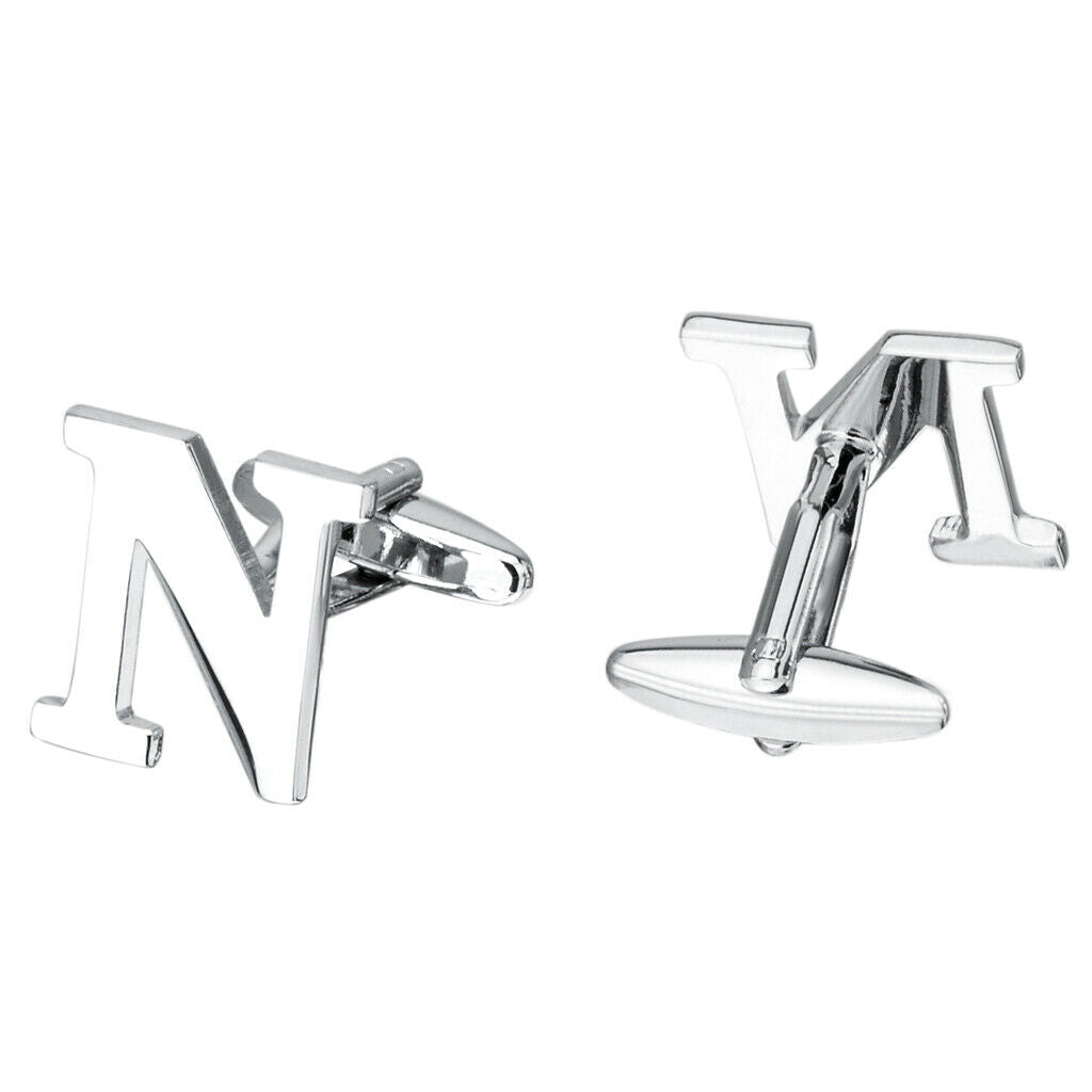 Men's Cuff Links Initial Personalized Capital Alphabet Letters Cufflinks N