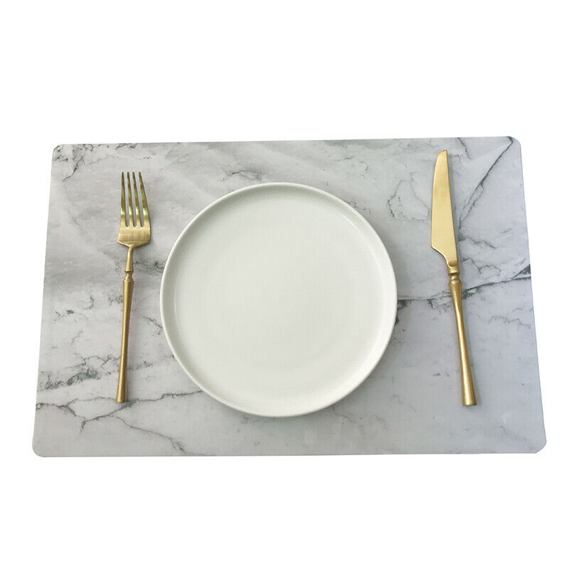 Placemats Set Of 2 Kitchen Dining Waterproof Vinyl Marble Table Mats Waterproof