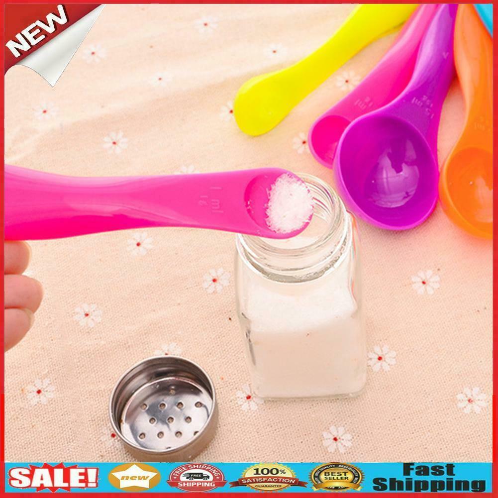 5pcs/set Colorful Plastic Measuring Spoons Useful Sugar Cake Baking Spoon @