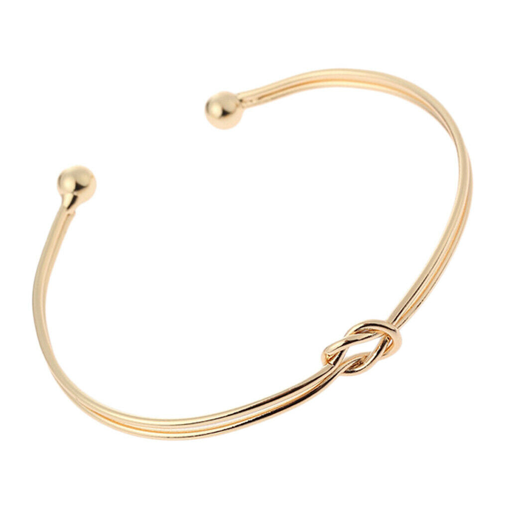2x Double Wire Knotted Cuff Bangle Glitter Bracelet Wedding Party Jewelry