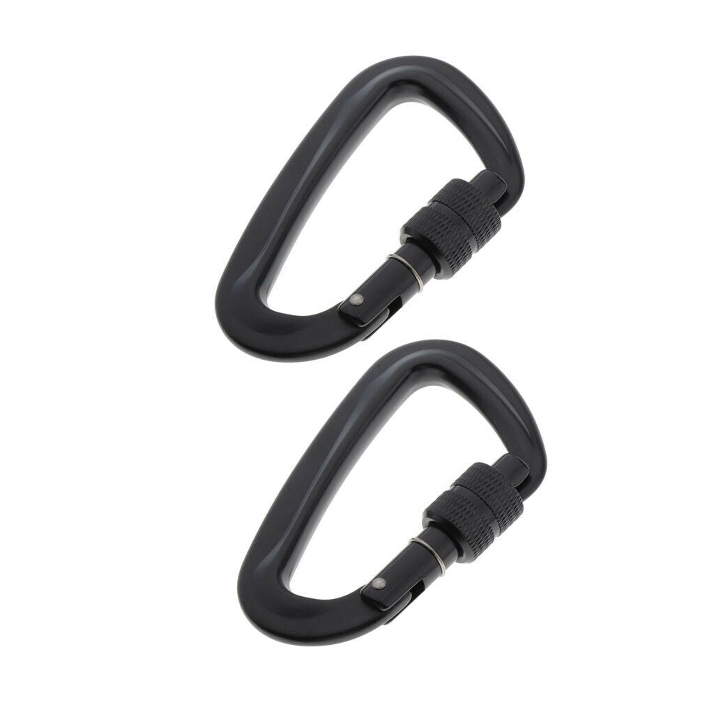 2x 12KN/5KN Aluminum Screw Lock Carabiner Light Keychain Buckles for Camping