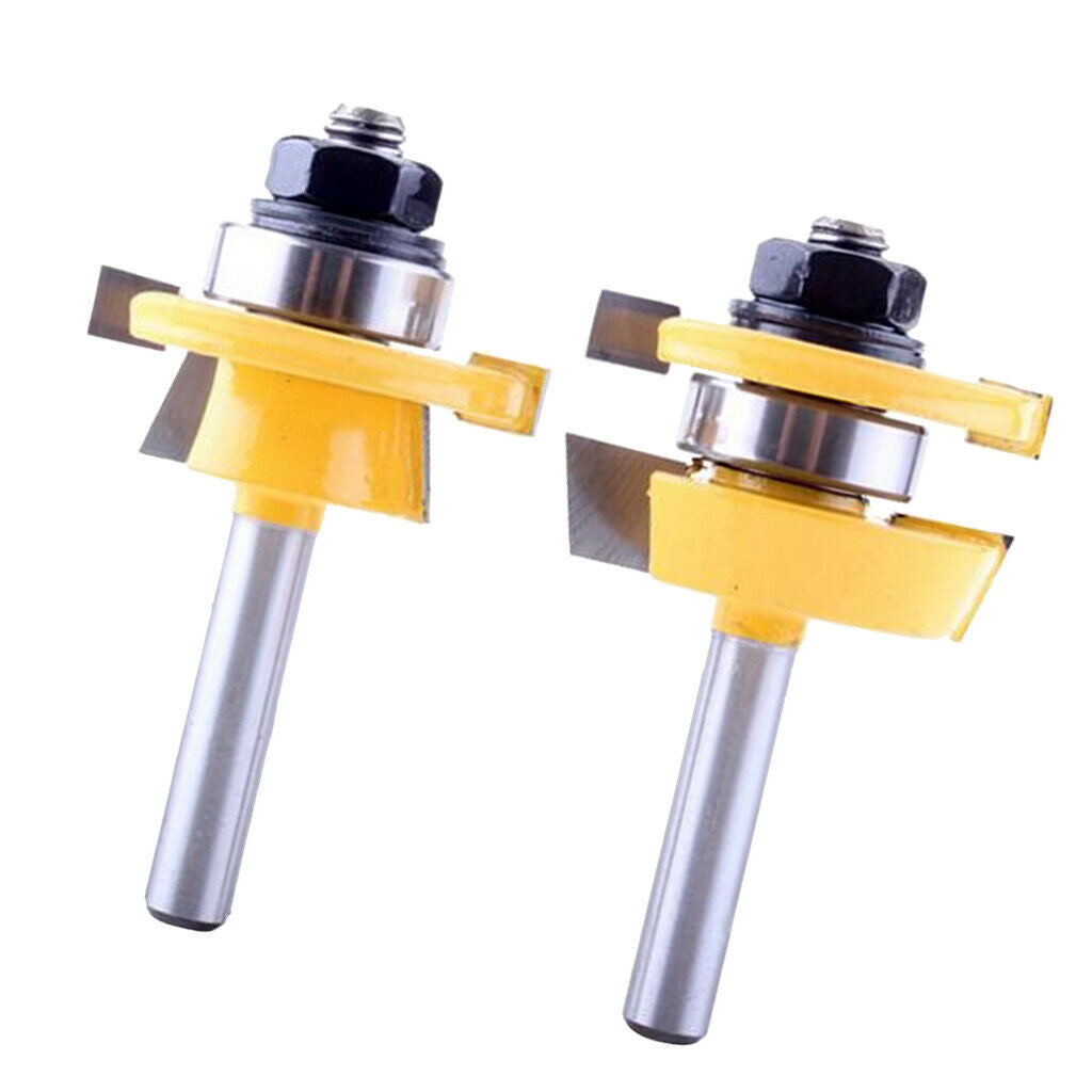 2Pcs 8mm Shank Matched Tongue and Groove Router Bit Woodworking Cutter Tools