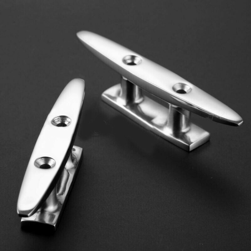 2 Pcs 4" Stainless Steel Mooring Cleat Deck Rope Yacht Marine Boat Dock Fitting