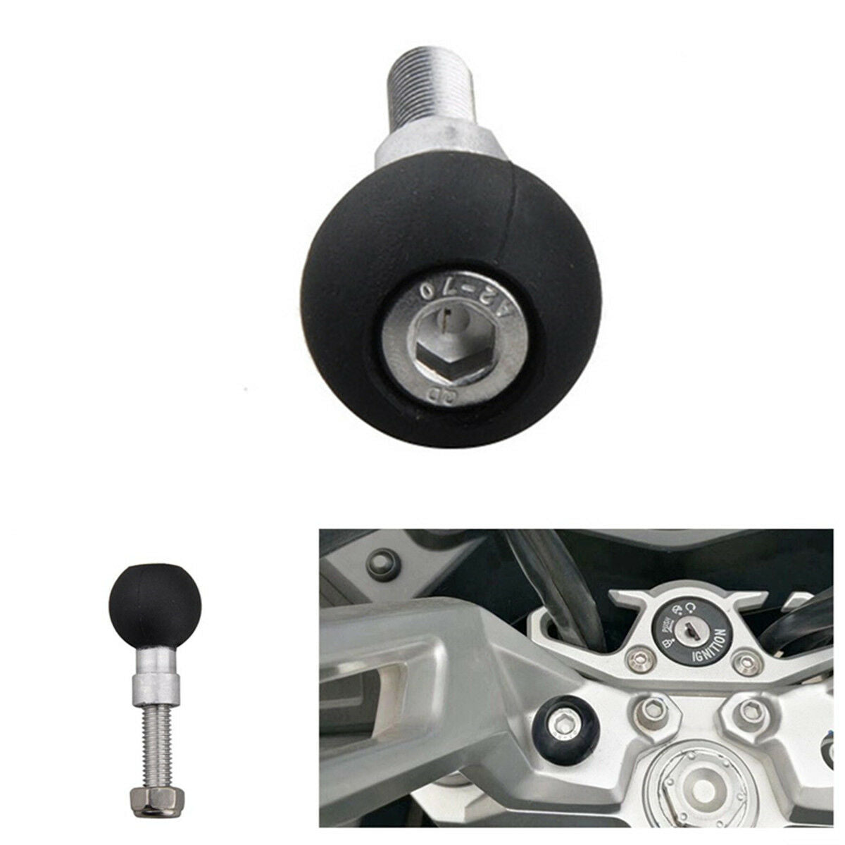 Motorcycle Handlebar Clamp Base with M8 Screws 1" Rubber ball Dampen Vibration