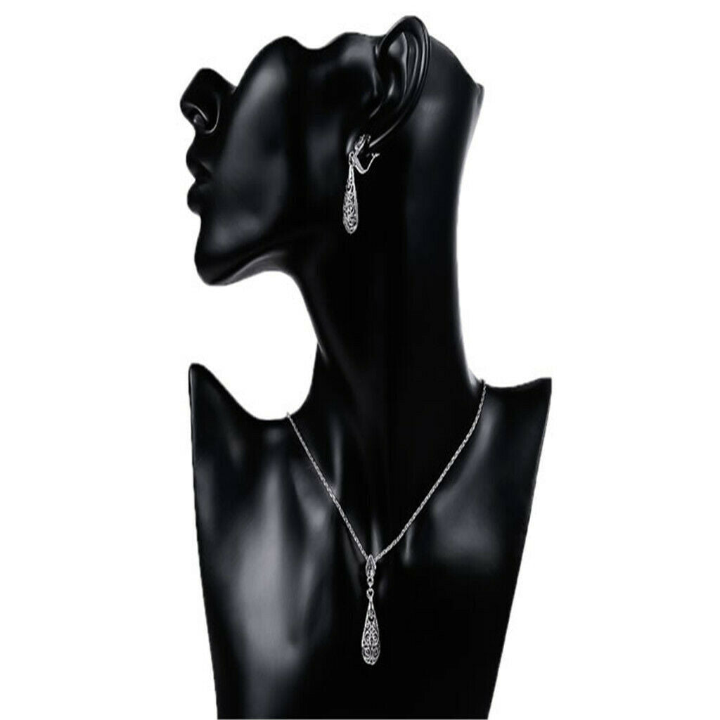 Fashion Womens Long Water Drop Crystal CZ Dangle Stud Earrings Jewelry Gift -