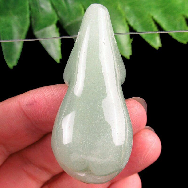 Carved 100% Natural Green Aventurine Goddess Pendant 50x22x18mm 24g A-350DP