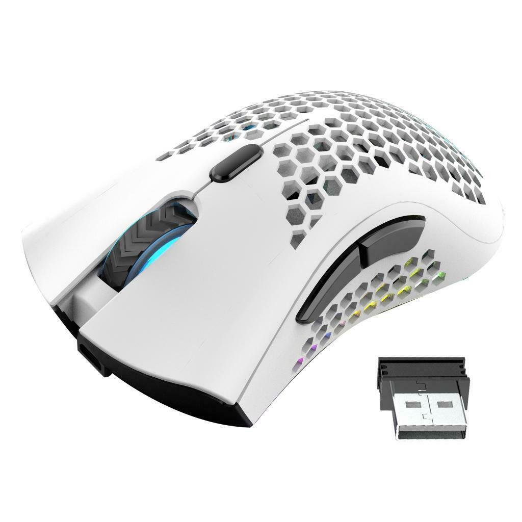2.4G Wireless Gaming Mouse RGB Honeycomb Mouse Mice for Gamer Office White