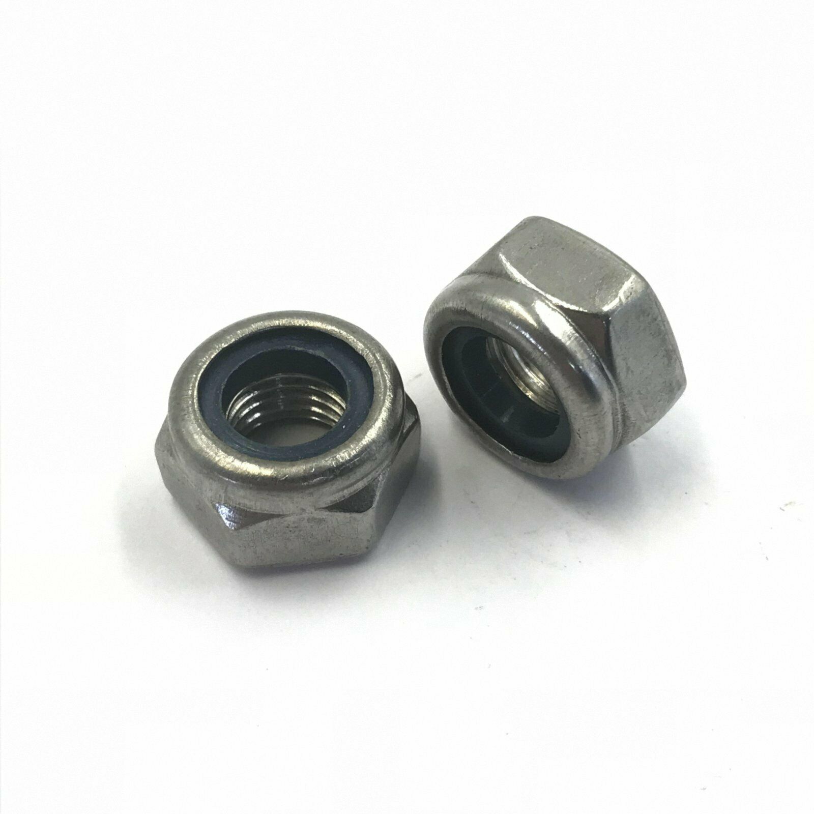 2Pcs M8 x 1.25 Metric Left Hand Thread Stainless Steel Nylon Lock Hex Nut [M1]