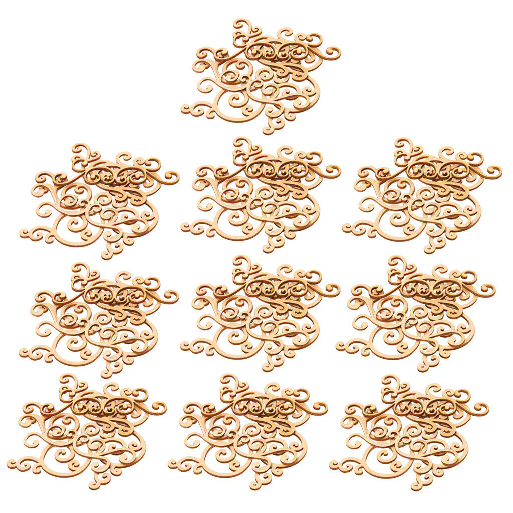 80x DIY Fancy Wood Flourishes Decor Craft Scrapbooking Wood