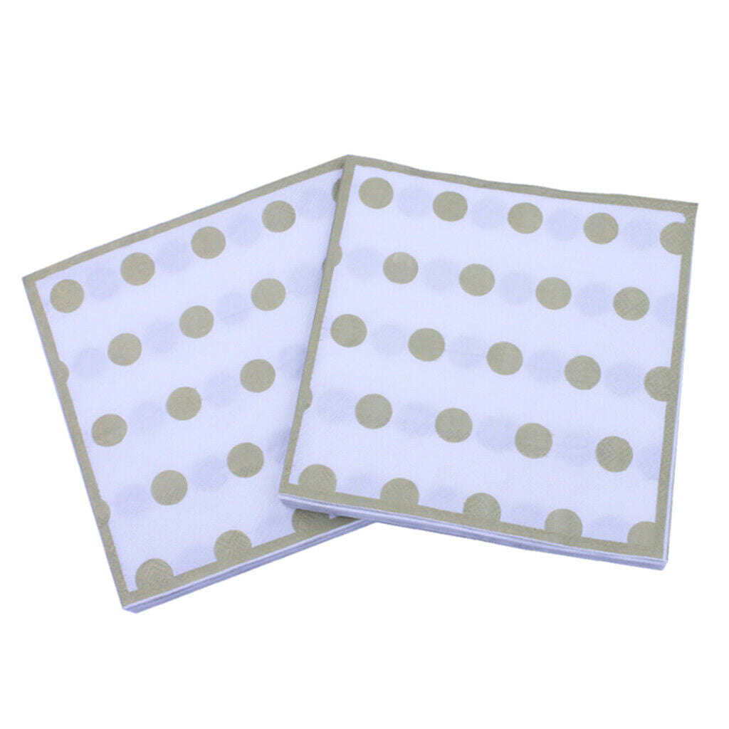 20 Pieces Disposable Tissue Paper Golden Polka Dot Napkins Party Tableware