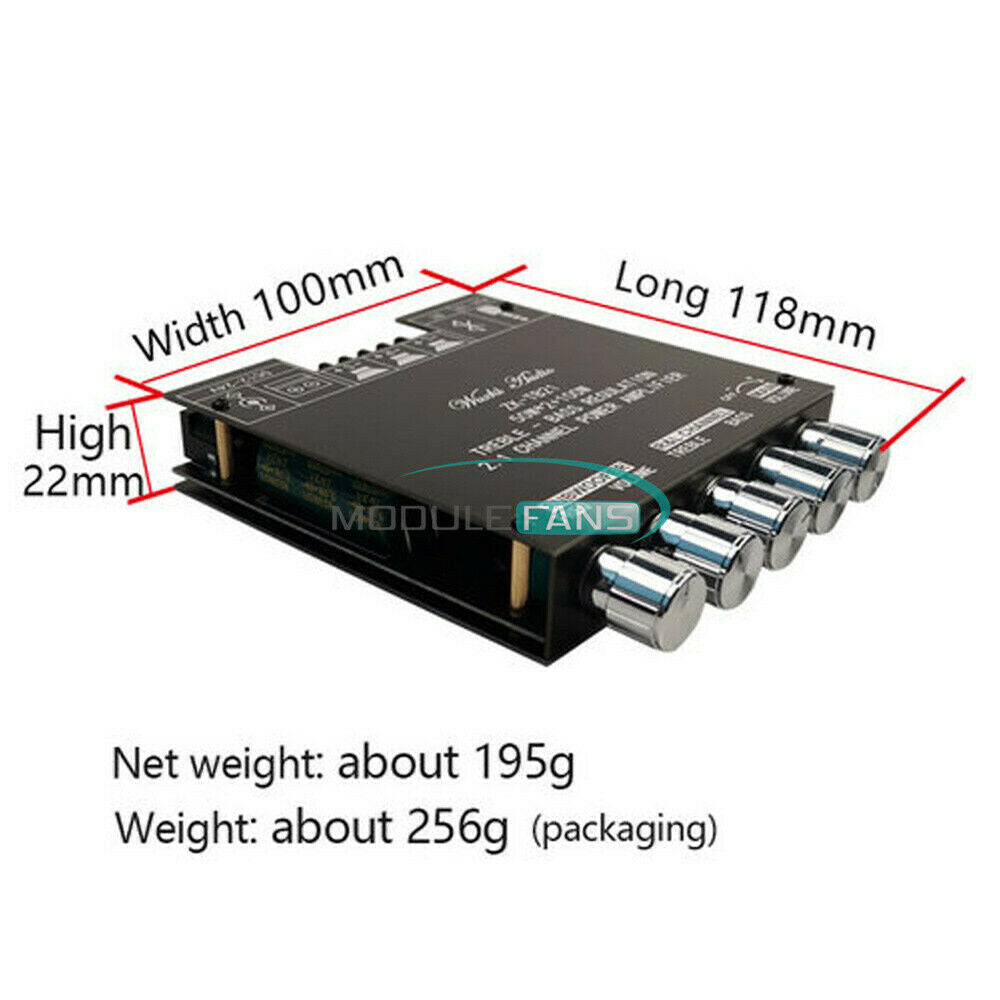 Bluetooth 5.0 TPA3116D Digital Amplifiers Board 2.1 Channel Audio 2*50W+100W AUX