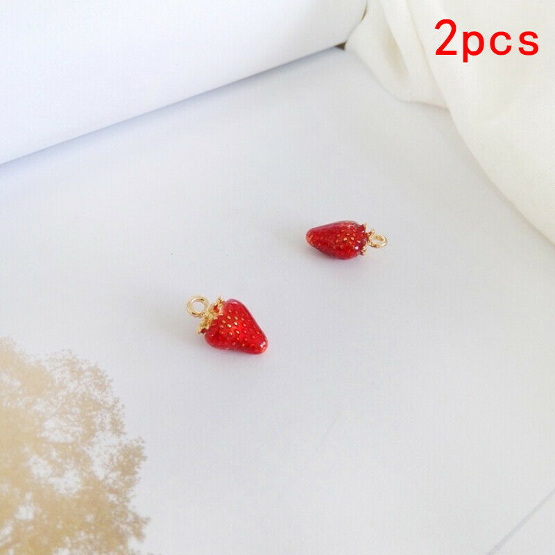 2PCS Strawberry Enamel Charms Handmade DIY Crafts Alloy Jewelry Making Gi.l8