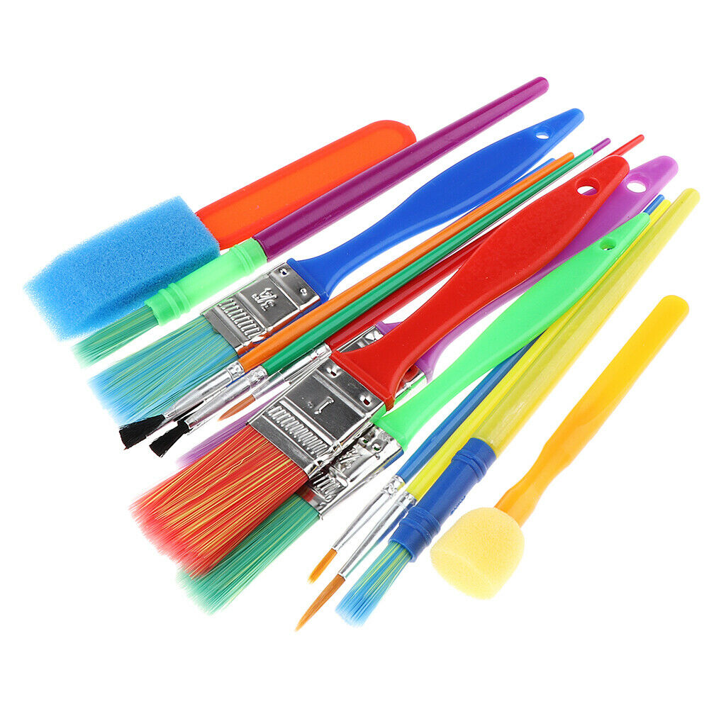 15 Pieces Assorted Painting Brushes Set for Kids Students DIY Creative Art