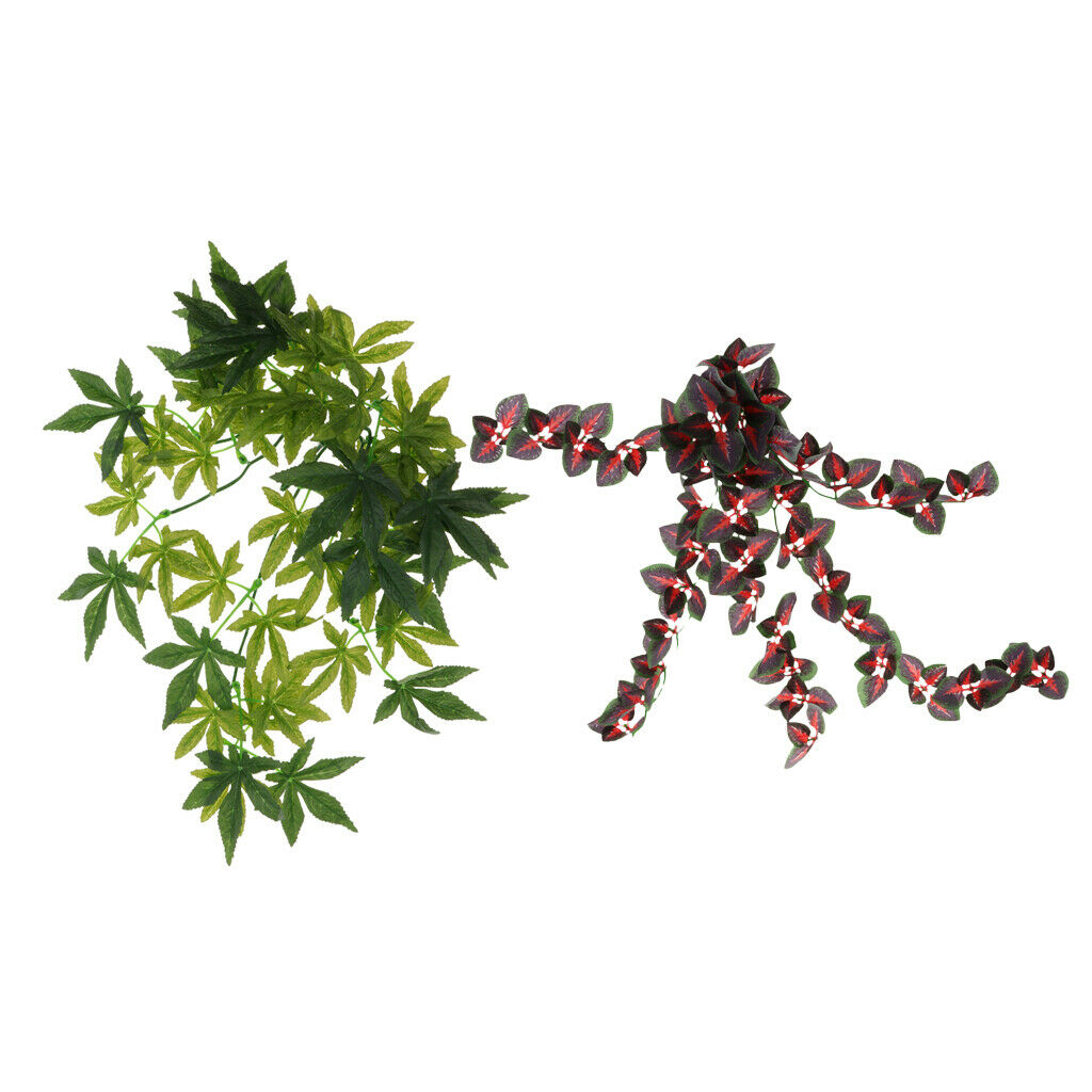 2xReptile Vivarium Decoration Aquarium Ornament Artificial Ivy Vines Climber