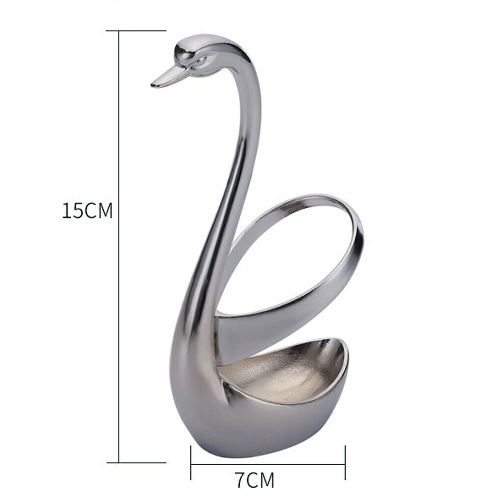 Stainless Steel Swan Style Holder Coffee Dessert Spoon Fruit Fork Cutlery Rest