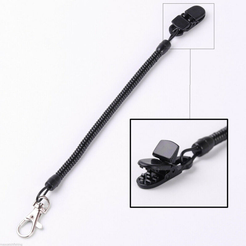 Fly Fishing Elastic Net Release Holder With Net Cord Lanyard Outdoor Black