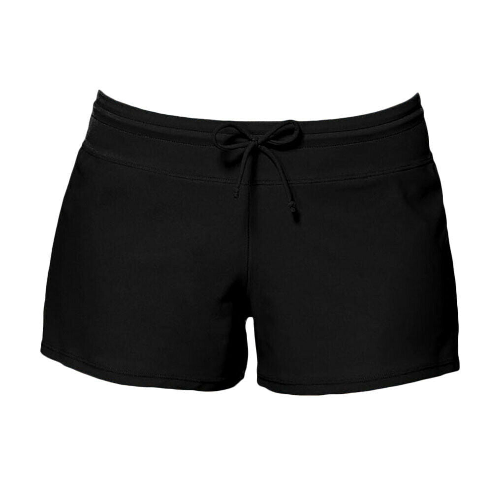 Women Swim Boardshort Boy Style Shorts Surf Bikini Swimwear Bottom 3XL Black