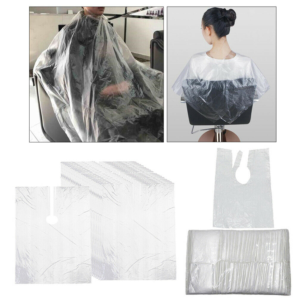 200PC Disposable Hair Cutting Cape DIY Hair Salon Gowns Hairdresser Capes Apron