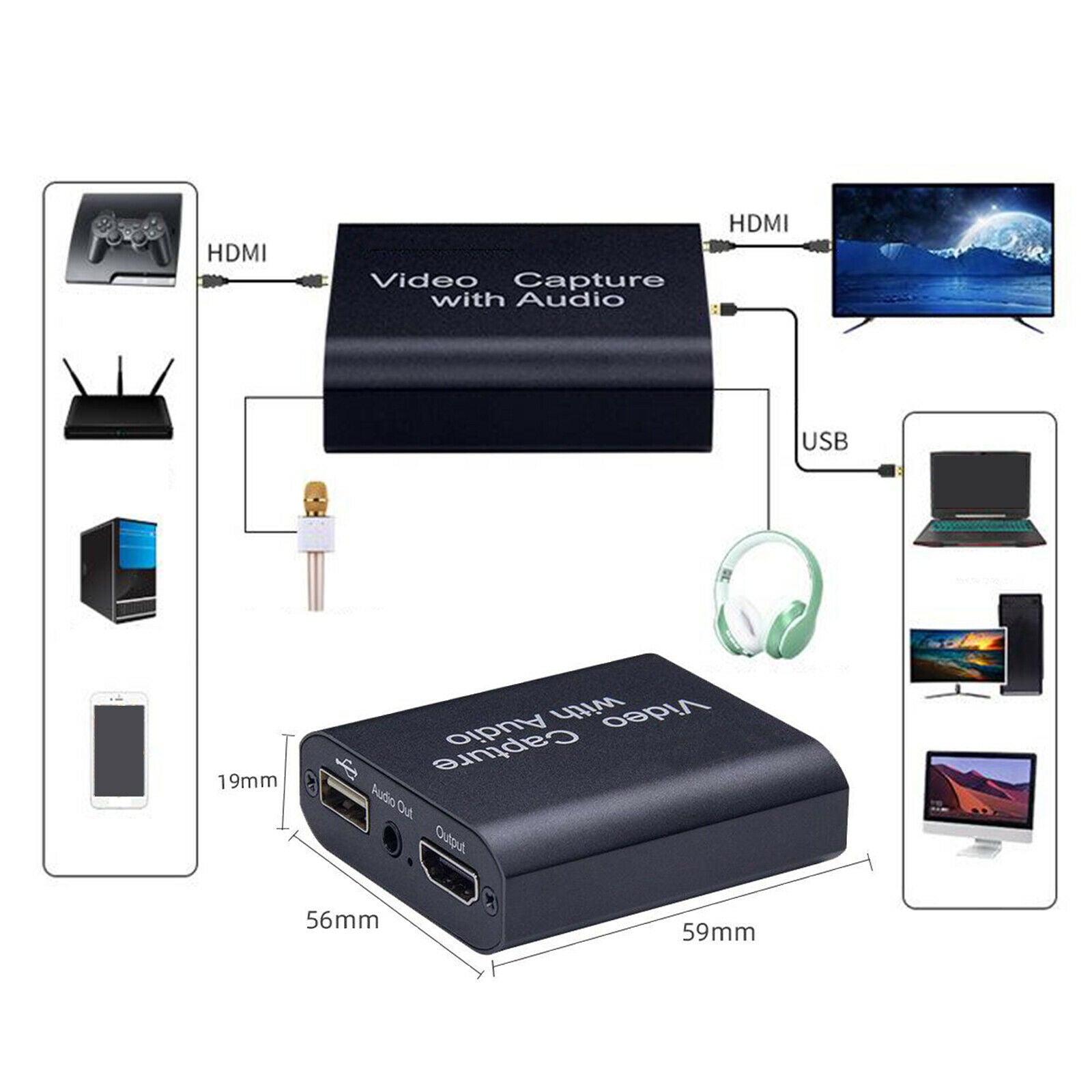 USB 3.0 1080P Audio Video Capture Card for High Definition Acquisition