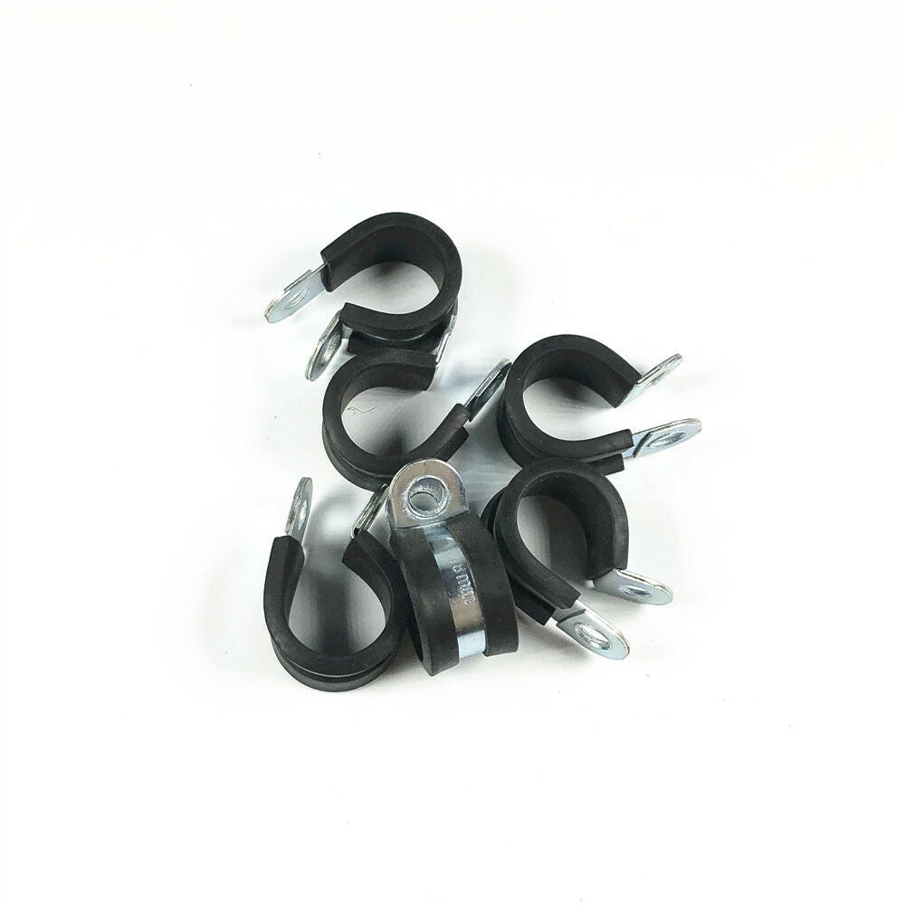 Lot6 18mm 3/4" Zinc Plated Rubber Insulated Cushion Cable Wire Fuel Clamps Clips