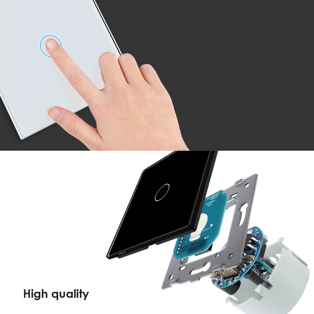 EU UK Standard 1/2/3 Gang LED Light Wall Touch Switch Crystal Glass Panel