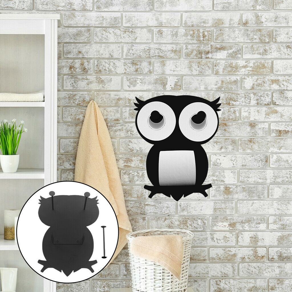 Black Owl Toilet Paper Holder Bathroom Tissue Storage Rack Holds 7 Rolls