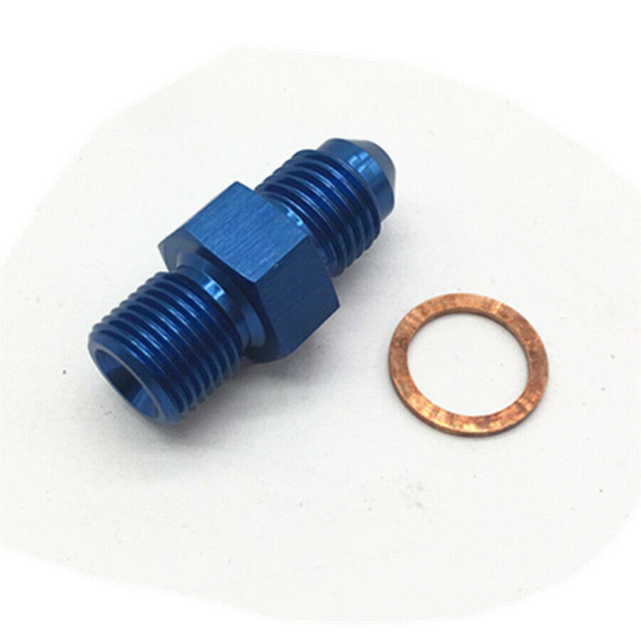 AN-4 (4AN) To M11x1.0 Turbo 1mm Restrictor Oil Feed Adapter 1PC Blue Aluminum