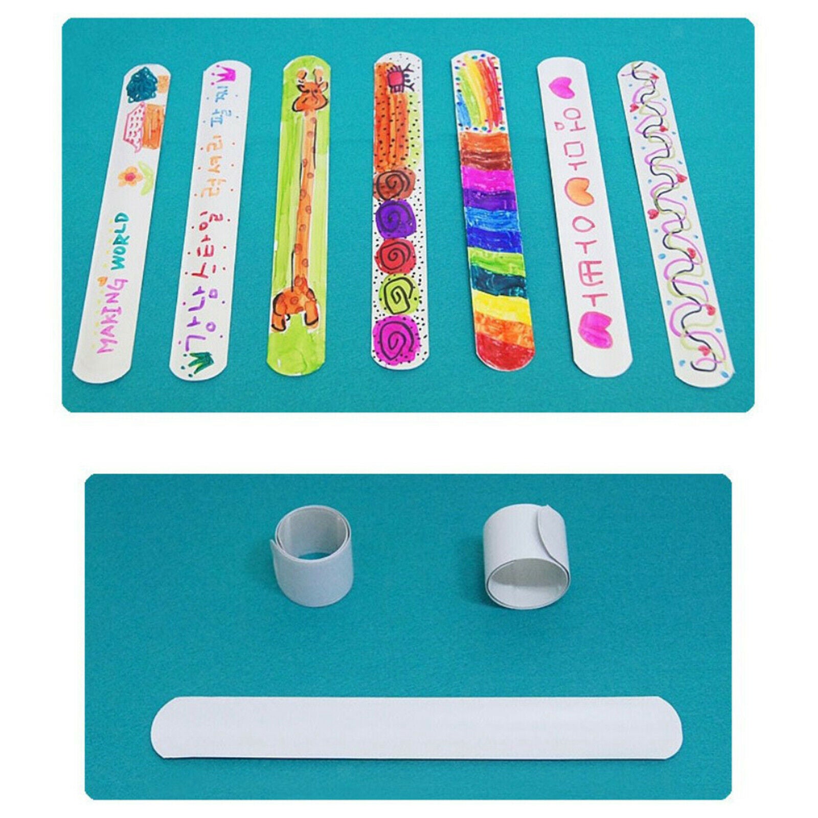 Slap Bracelets 10 Pack White Slap Bracelet Band Soft and Safe for Kids