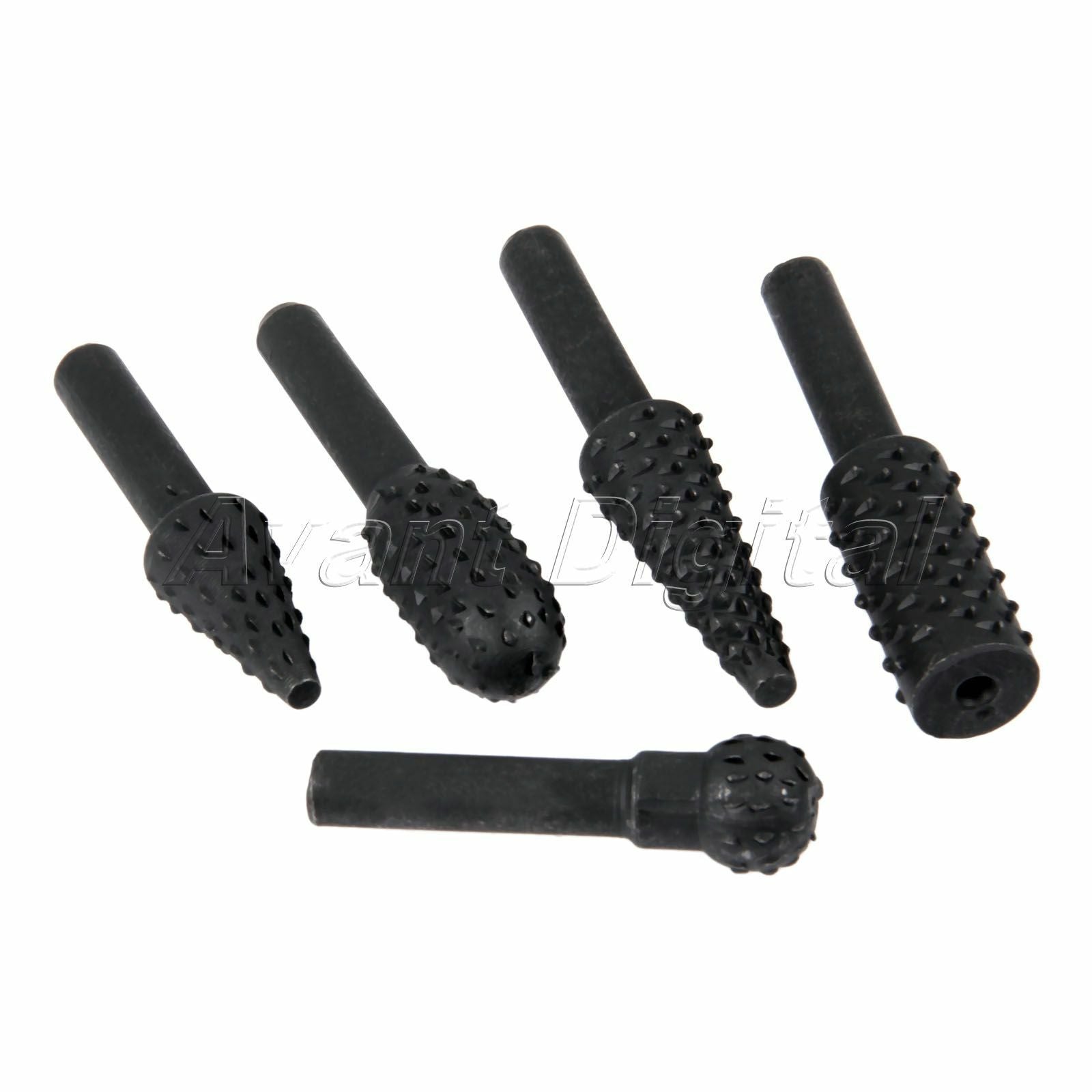 5pcs Rotary Burr File Set Wood Carving File Rasp Drill Bit Set 1/4" Shank Tool