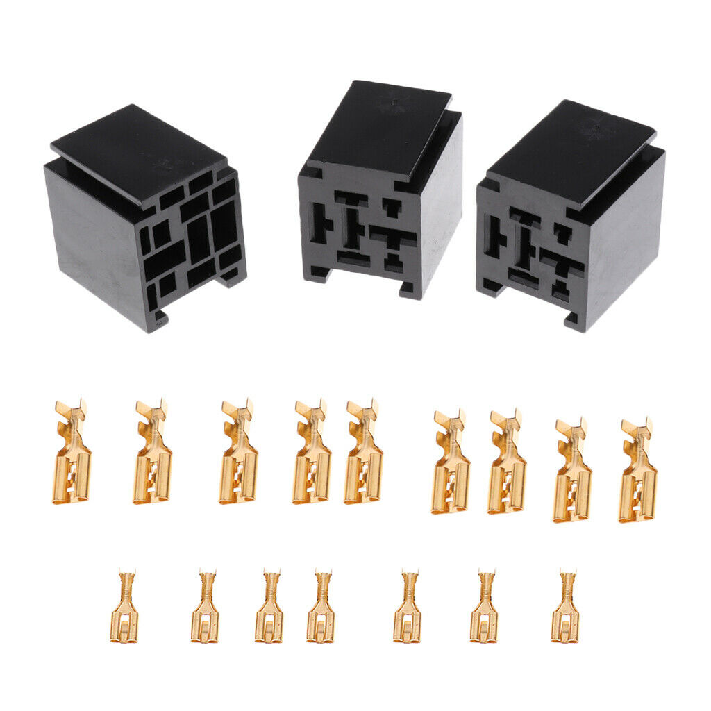 3 Pieces Automotive 80A 5 Pin Relay Socket Connector Holder With Terminals