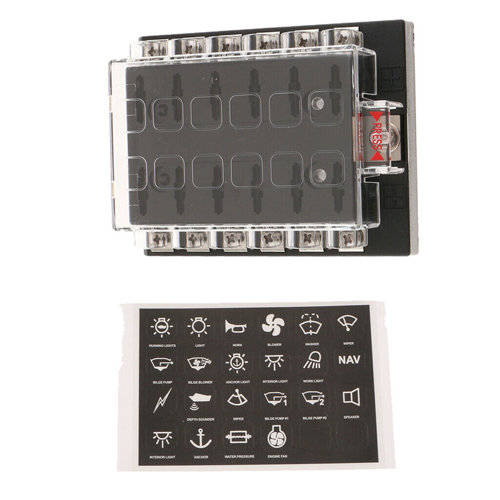 Automotive Car Marine 1 In 12 Out  ATO Blade Fuse Box Screw Holder 32V 40A
